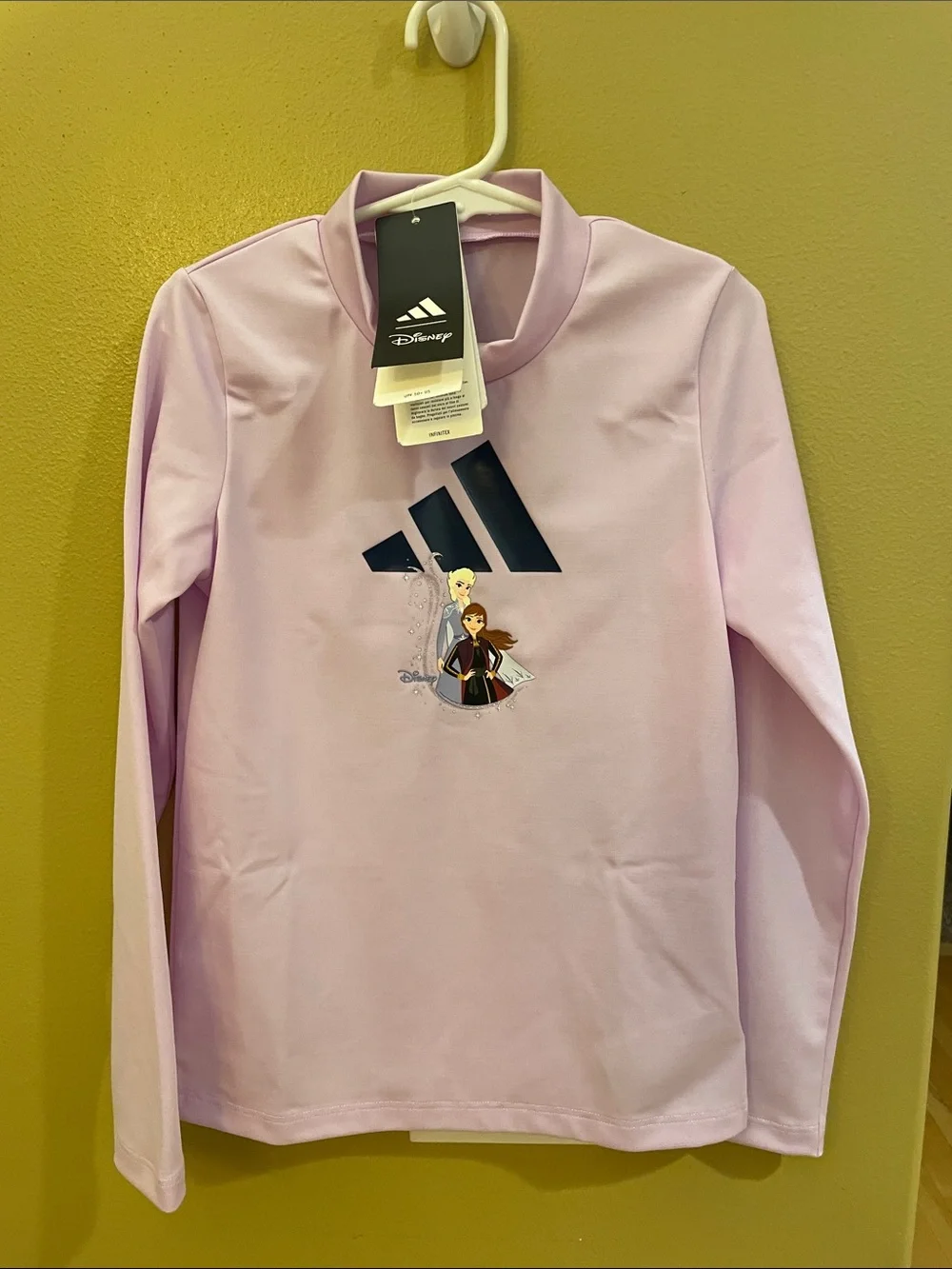 NWT adidas Girls' Light Purple/Pink Long-Sleeve Frozen Graphic Swim Top